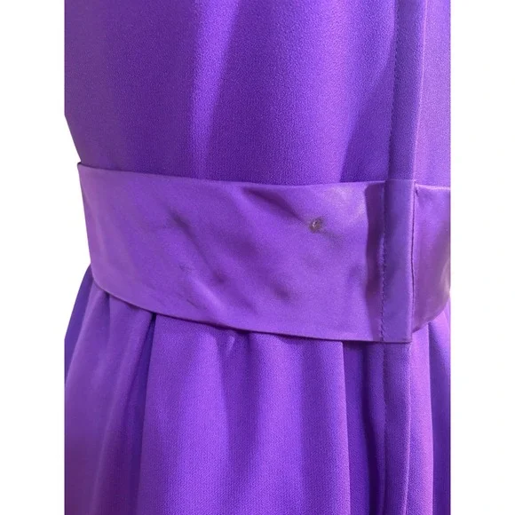 Vtg 70s Purple Ruffle Maxi Dress High Slit Hot Shorts Disco Formal 30" W Event - Picture 5 of 10